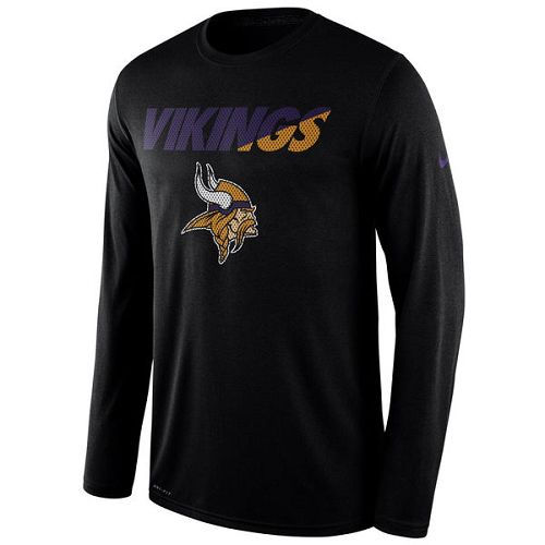 Minnesota Vikings Nike Black Legend Staff Practice Long Sleeves Performance T-Shirt