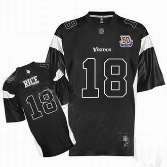 Minnesota Vikings Sidney Rice #18 Black Jersey 50th Anniversary Patch