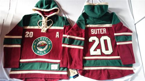 Minnesota Wild 20 Ryan Suter Red Sawyer Hooded Sweatshirt Stitched NHL Jersey