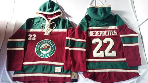 Minnesota Wild 22 Nino Niederreiter Red Sawyer Hooded Sweatshirt Stitched NHL Jersey