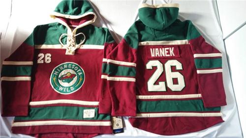 Minnesota Wild 26 Thomas Vanek Red Sawyer Hooded Sweatshirt Stitched NHL Jersey