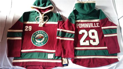 Minnesota Wild 29 Jason Pominville Red Sawyer Hooded Sweatshirt Stitched NHL Jersey