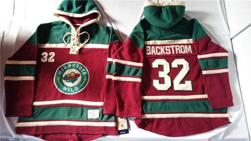 Minnesota Wild 32 Niklas Backstrom Red Sawyer Hooded Sweatshirt Stitched NHL Jersey