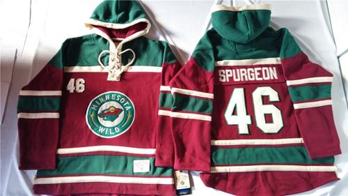 Minnesota Wild 46 Jared Spurgeon Red Sawyer Hooded Sweatshirt Stitched NHL Jersey