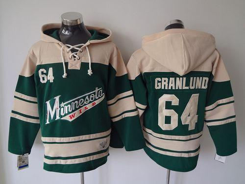 Minnesota Wild 64 Mikael Granlund Green Sawyer Hooded Sweatshirt NHL jersey