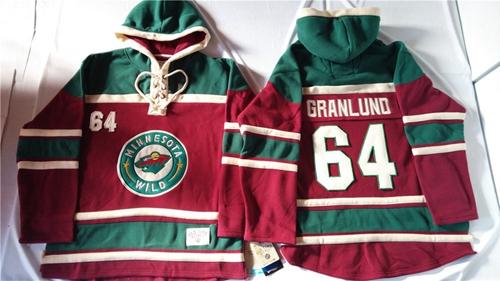 Minnesota Wild 64 Mikael Granlund Red Sawyer Hooded Sweatshirt Stitched NHL Jersey