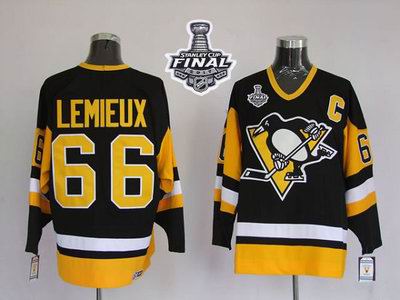 Mitchell Ness Penguins #66 Mario Lemieux Black 2017 Stanley Cup Final Patch Stitched NHL Jersey