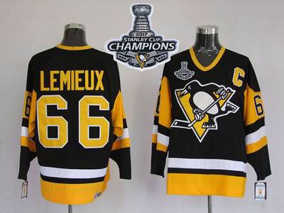Mitchell Ness Penguins #66 Mario Lemieux Black 2017 Stanley Cup Finals Champions Stitched NHL Jersey