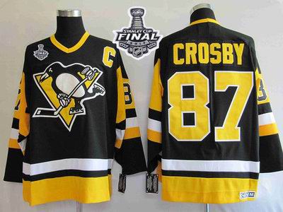 Mitchell Ness Penguins #87 Sidney Crosby Black 2017 Stanley Cup Final Patch Stitched NHL Jersey