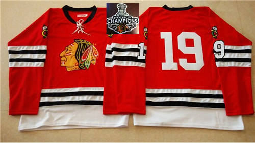 Mitchell And Ness 1960-61 Chicago Blackhawks Jerseys 19 Red No Name 2015 Stanley Cup Champions NHL Jersey