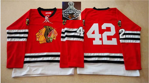 Mitchell And Ness 1960-61 Chicago Blackhawks Jerseys 42 Red No Name 2015 Stanley Cup Champions NHL Jersey