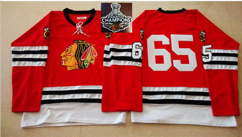 Mitchell And Ness 1960-61 Chicago Blackhawks Jerseys 65 Red No Name 2015 Stanley Cup Champions NHL Jersey