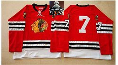 Mitchell And Ness 1960-61 Chicago Blackhawks Jerseys 7 Red No Name 2015 Stanley Cup Champions NHL Jersey