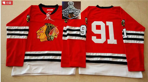 Mitchell And Ness 1960-61 Chicago Blackhawks Jerseys 91 Red No Name 2015 Stanley Cup Champions NHL Jersey