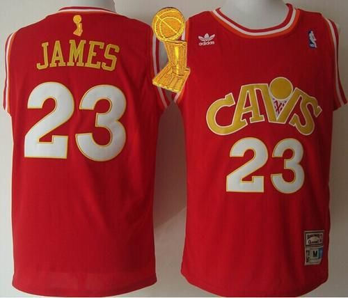 Mitchell and Ness Cleveland Cavaliers 23 LeBron James Red CAVS The Champions Patch NBA Jersey