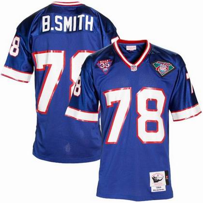 MitchellandNess Buffalo Bills #78 Bruce Smith Blue Stitched Replithentic 35th Anniversary Jersey