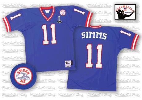 MitchellandNess New York Giants #11 Phil Simms 2012 Super Bowl XLVI Jersey Blue