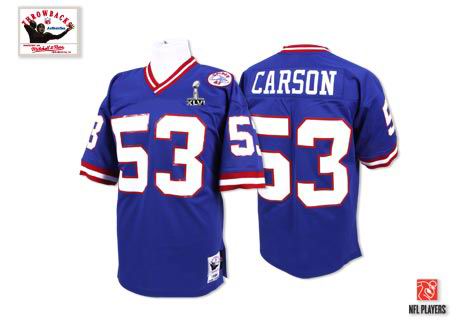 MitchellandNess New York Giants #53 Harry Carson 2012 Super Bowl XLVI Jersey Blue