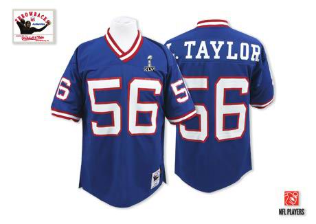 MitchellandNess New York Giants #56 Lawrence Taylor 2012 Super Bowl XLVI Jersey Blue