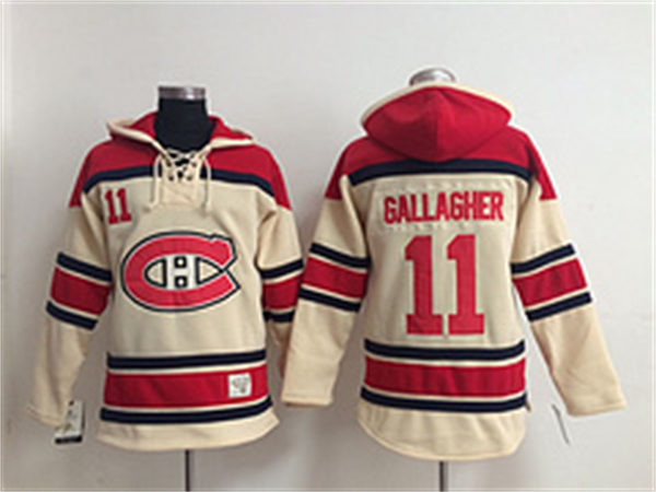 Montreal Canadiens 11 Brendan Gallagher cream Lace-Up NHL Jersey Hoodies