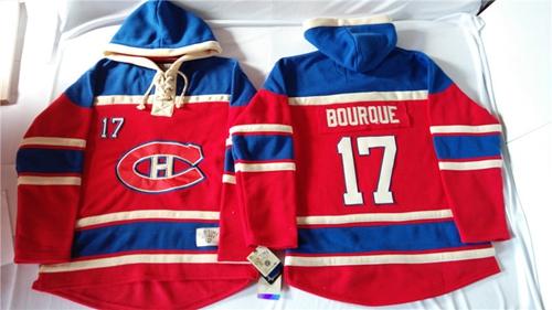 Montreal Canadiens 17 Rene Bourque Red Sawyer Hooded Sweatshirt Stitched NHL Jersey