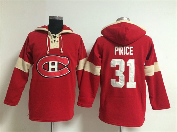Montreal Canadiens 31 Carey Price Red with cream NHL Hoodies new style
