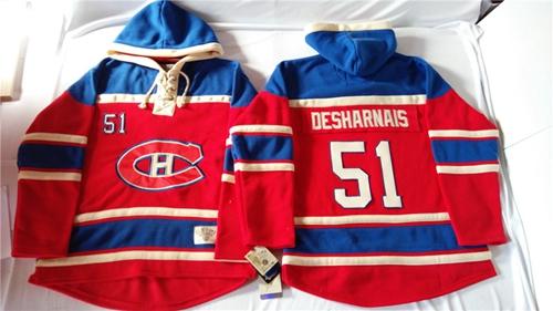 Montreal Canadiens 51 David Desharnais Red Sawyer Hooded Sweatshirt Stitched NHL Jersey