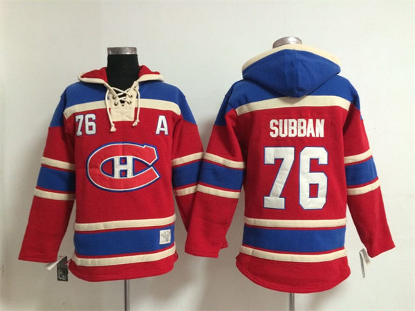 Montreal Canadiens 76 P.K Subban Red Lace-Up NHL Jersey Hoodies