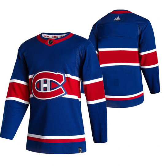 Montreal Canadiens Blank Blue Men's Adidas 2020-21 Reverse Retro Alternate NHL Jersey