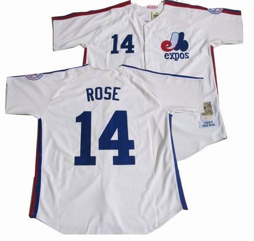 Montreal Expos #14 Pete Rose Mitchell & Ness Jerseys cream jerseys