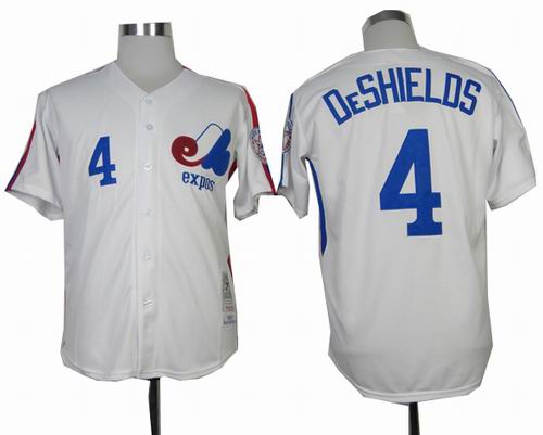 Montreal Expos #4 Delino DeShields Throwback white jerseys
