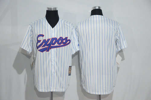 Montreal Expos Blank White Strip Throwback Mitchell And Ness Baseball Jersey