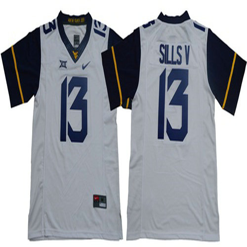 Mountaineers #13 David Sills V White Limited Stitched NCAA Jersey