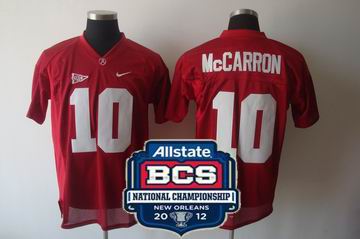 NCAA 2012 BCS National Championship PATCH Alabama Crimson Tide #10 AJ McCarron Red Jersey