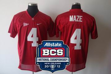 NCAA 2012 BCS National Championship PATCH Alabama Crimson Tide #4 Marquis Maze red jerseys