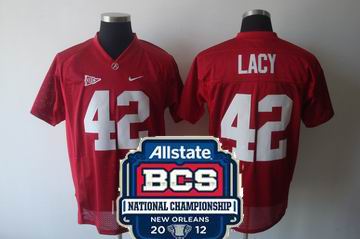 NCAA 2012 BCS National Championship PATCH Alabama Crimson Tide #42 Eddie Lacy Red Jersey