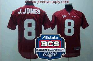NCAA 2012 BCS National Championship PATCH Alabama Crimson Tide #8 J.Jones Red Jersey
