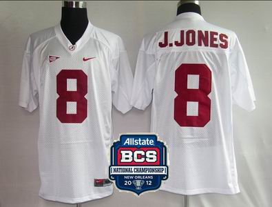 NCAA 2012 BCS National Championship PATCH Alabama Crimson Tide 8# J. Jones white Jersey