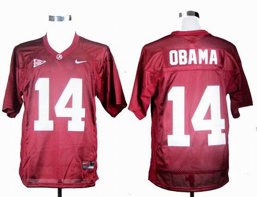 NCAA Alabama 14th Championship Anniversary President Barack Obama 14 Crimson College Football Jersey