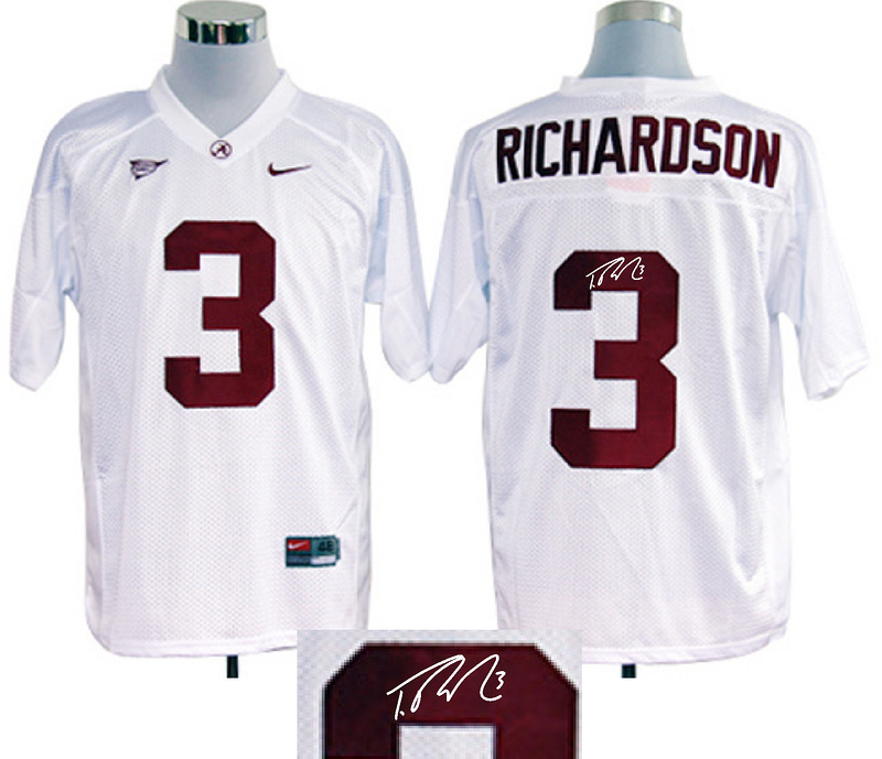 NCAA Alabama Crimson Tide 3 Trent Richardson white Football signature jerseys