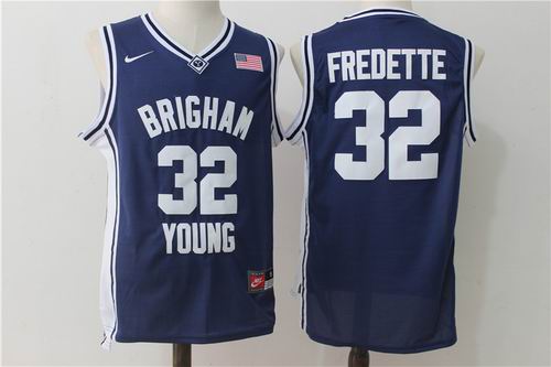 NCAA BYU Cougars #32 Jimmer Fredette Navy Blue Basketball Jersey