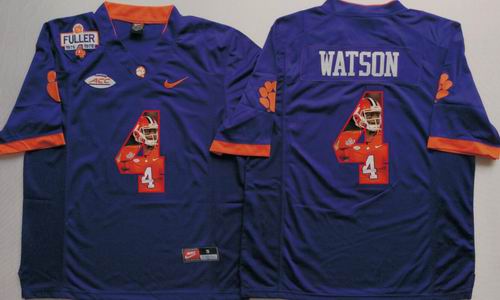 NCAA Clemson Tigers #4 Deshaun Watson Purple fashion jerseys