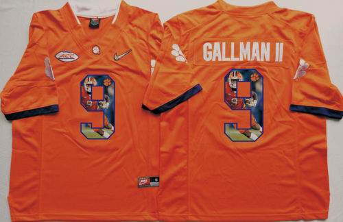 NCAA Clemson Tigers #9 Wayne Gallman II Orange fashion jerseys