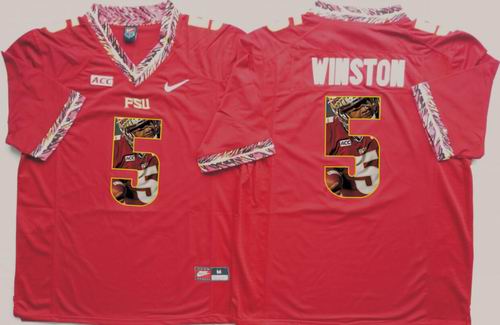 NCAA Florida State Seminoles  #5 Jameis Winston red fashion Jersey