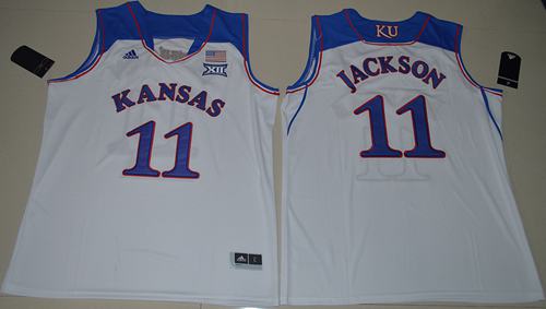NCAA Kansas Jayhawks #11 Josh Jackson White Basketball Jersey