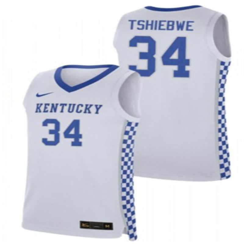 NCAA Kentucky Wildcat TSHIEBWE #34 Basketball White Jersey