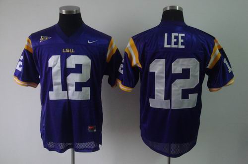 NCAA LSU Tigers #12 Jarrett Lee Purple jerseys