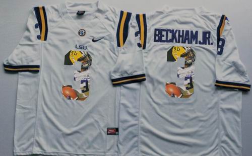 NCAA LSU Tigers #3 Odell Beckham JR. white fashion Jerseys