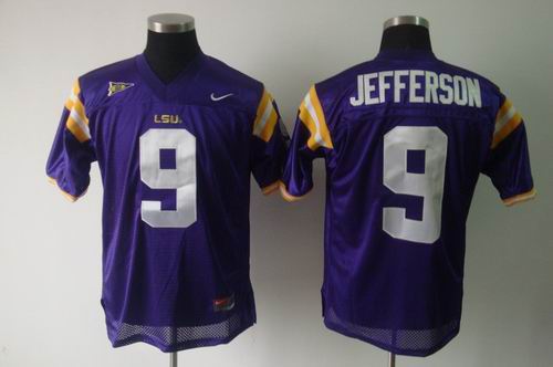 NCAA LSU Tigers #9 Jordan Jefferson Purple JERSEYS