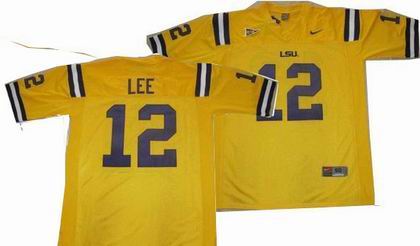 NCAA LSU Tigers 12# LEE yellow jerseys